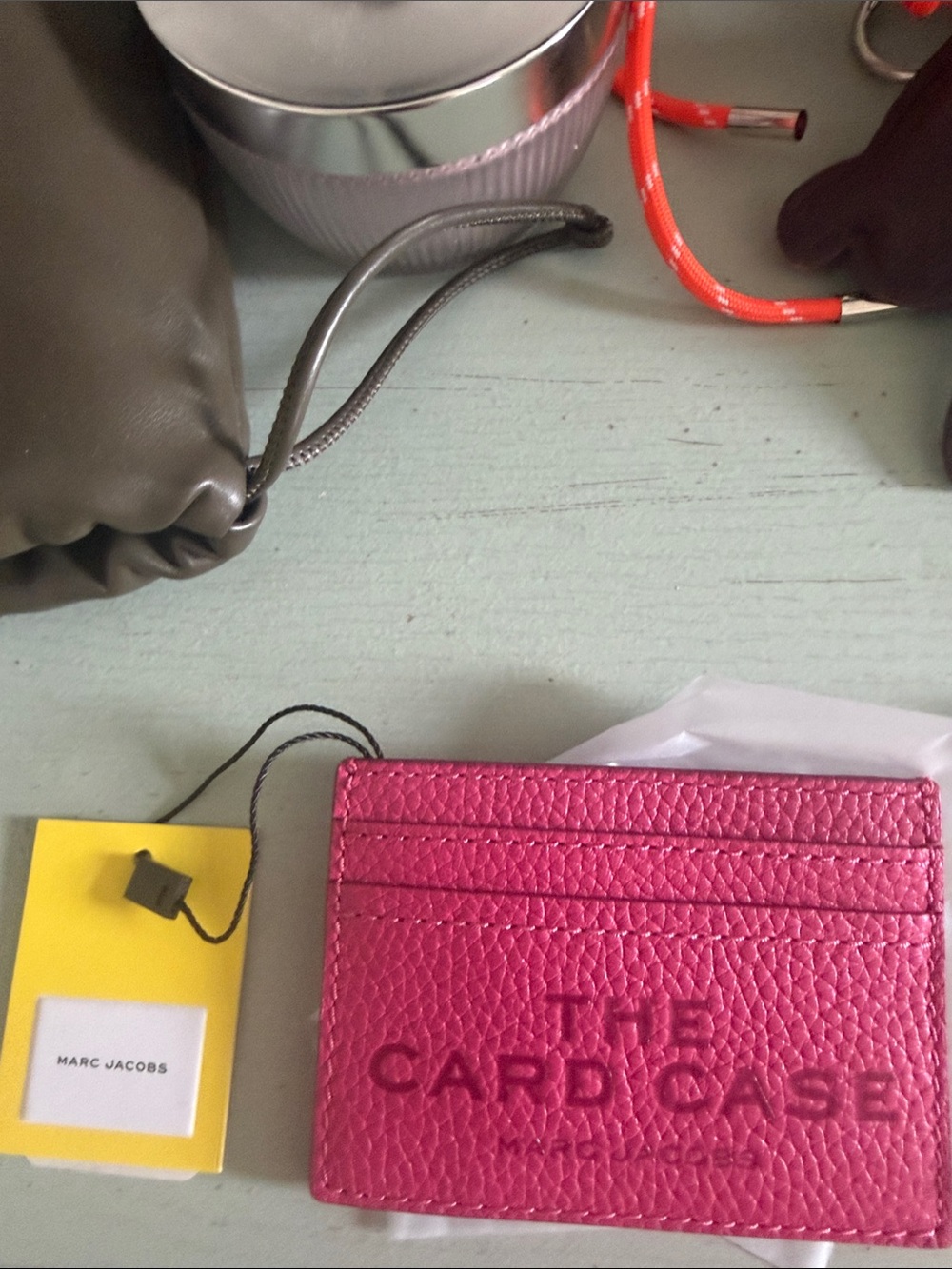 Marc Jacobs Hot Pink Pebbled Leather Card Wallet